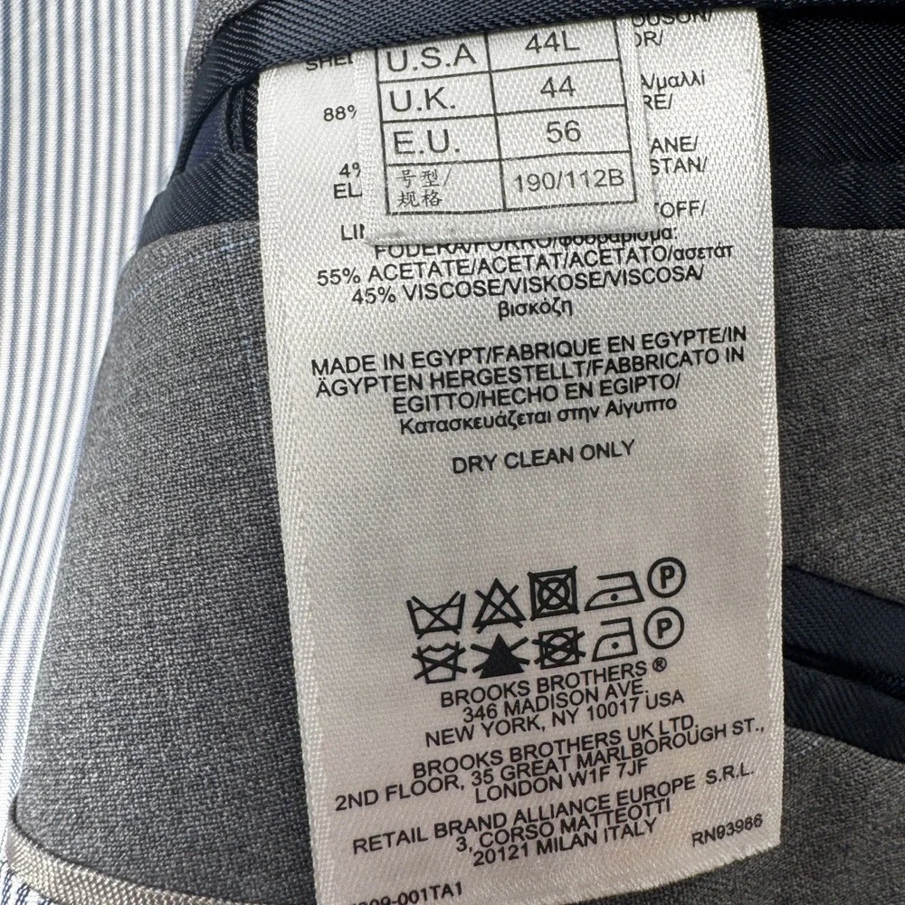 BROOKS‎ BROTHERS Gray Plaid Wool Blend Explorer Fitzgerald Blazer Jacket 44L